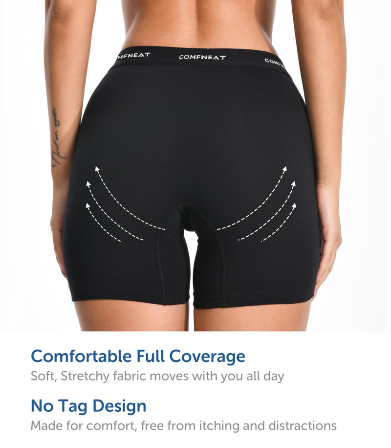 Comfneat Women's 4-Pack Boyshorts Cotton Spandex Boxer Briefs Stretchy Underwear (Black 4-Pack, M) - Image 5