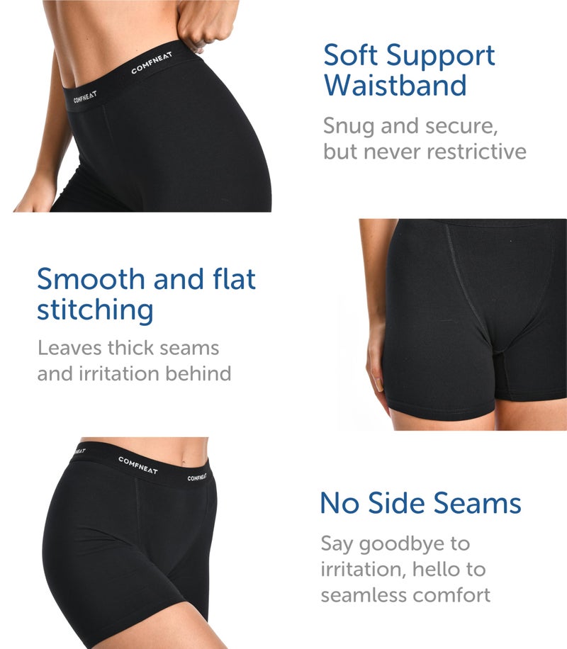 Comfneat Women's 4-Pack Boyshorts Cotton Spandex Boxer Briefs Stretchy Underwear (Black 4-Pack, M) - Image 4