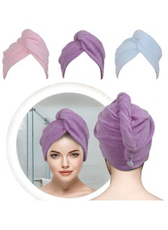 Excefore Microfiber Hair Towel for Women,Hair Towel Wrap Fast Drying Hair Turban Towel, Ideal for Anti Frizz and Curly Hair, Absorbent Micro Fiber Bathing Hair Cap for Wet Hair（3-Color Pack）  - Image 1