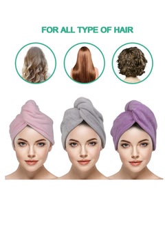Excefore Microfiber Hair Towel for Women,Hair Towel Wrap Fast Drying Hair Turban Towel, Ideal for Anti Frizz and Curly Hair, Absorbent Micro Fiber Bathing Hair Cap for Wet Hair（3-Color Pack）  - Image 5