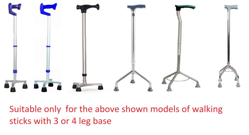 AARAM 13 to 15mm Tips for Tripod and Quadripod 3 and 4 leg walking sticks, Round Ferrules shoes bush (set of 4 pcs) (15mm PVC Shoe) Black - Image 2