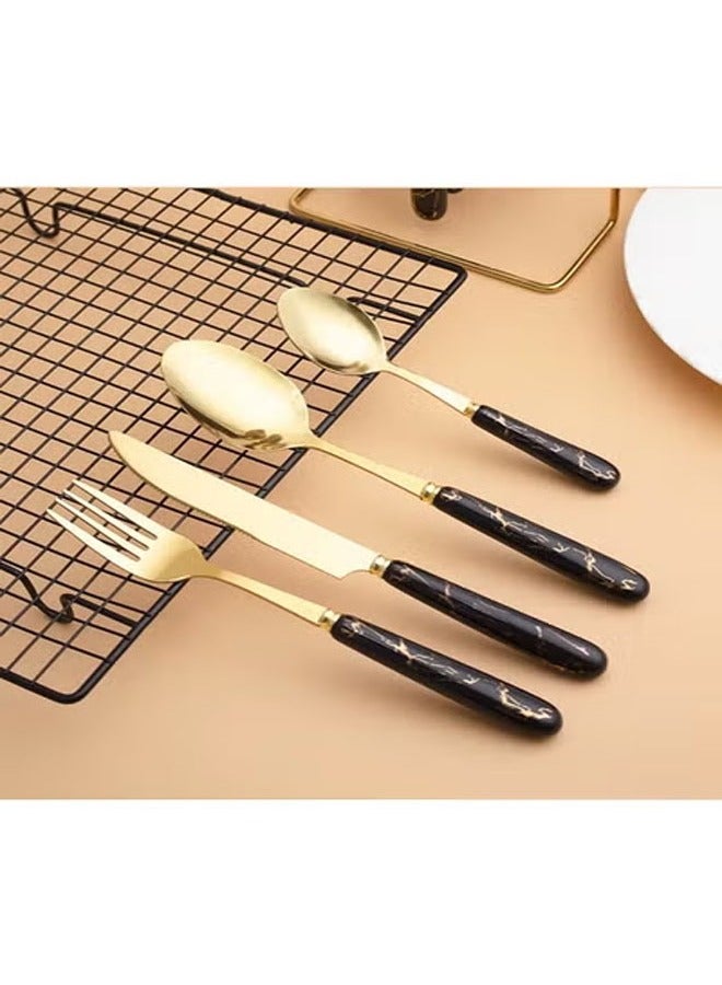 KLNAMAEAAN 24 Piece Stainless Steel Hanging Cutlery Set with Stand for 6 People Mirror Finish Flatware for Home and Kitchen Use - Image 3