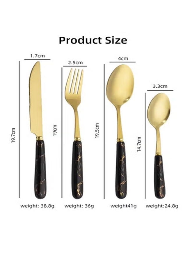 KLNAMAEAAN 24 Piece Stainless Steel Hanging Cutlery Set with Stand for 6 People Mirror Finish Flatware for Home and Kitchen Use - Image 4