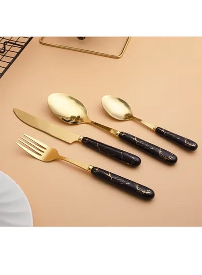 KLNAMAEAAN 24 Piece Stainless Steel Hanging Cutlery Set with Stand for 6 People Mirror Finish Flatware for Home and Kitchen Use - Image 5