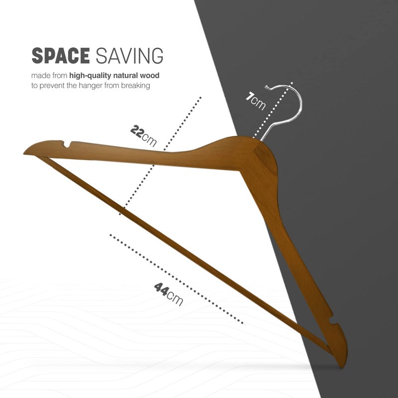 KEPLIN KEPLIN Strong Walnut Wood Wooden Coat Hangers With 360 Degree Rotatory Hook Round Trouser Bar Shoulder Notches Durable Wardrobe Space Saver Suitable For Coat Jacket Suit Jumper 30 Piece  - Image 2