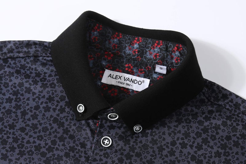 Alex Vando Mens Polo Shirts Short Sleeve Regular Fit Printed Golf Polo Shirt,Print01 Navy,M - Image 3