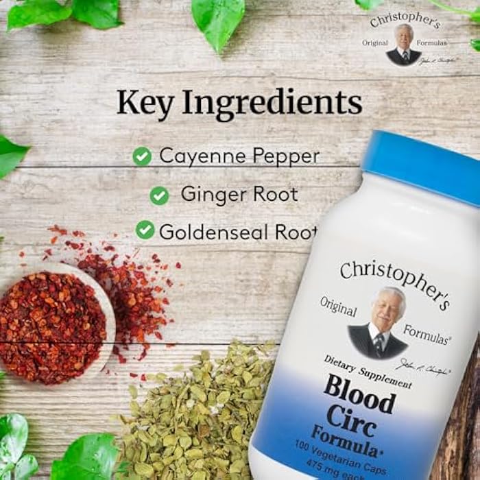 Christopher's Original Formulas Blood Circ Formula Capsules, Herbal Supplement for Cardiovascular & Circulatory Wellness, 100 Capsules - Image 3
