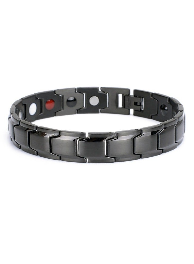 سوار رجالي من الفولاذ المقاوم للصدأ بسلسلة مغناطيسية مع مغناطيس ومجموعة إزالة الروابط المجانية (أسود) - Image 1