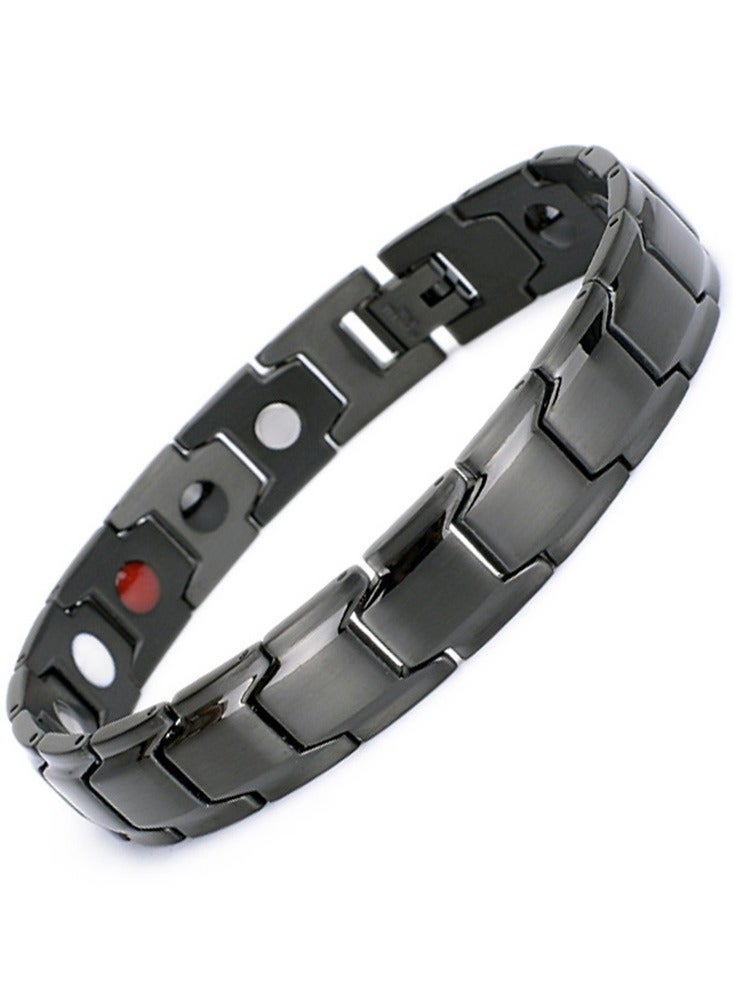 سوار رجالي من الفولاذ المقاوم للصدأ بسلسلة مغناطيسية مع مغناطيس ومجموعة إزالة الروابط المجانية (أسود) - Image 2