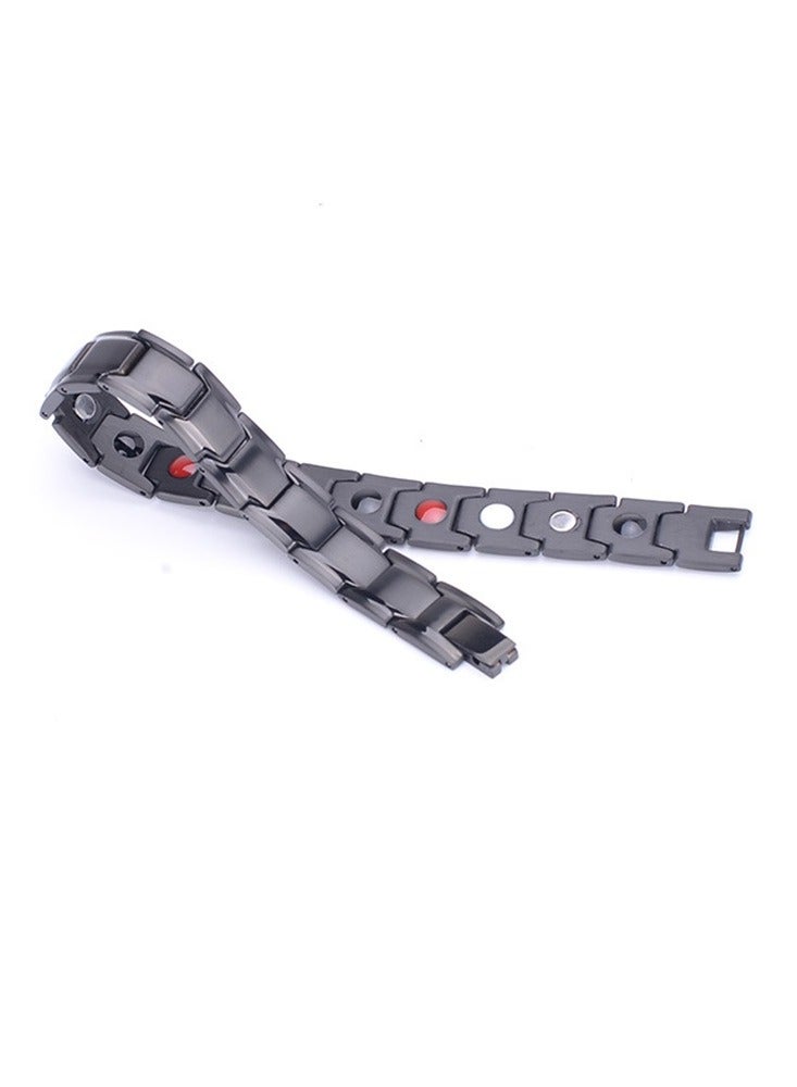 سوار رجالي من الفولاذ المقاوم للصدأ بسلسلة مغناطيسية مع مغناطيس ومجموعة إزالة الروابط المجانية (أسود) - Image 5