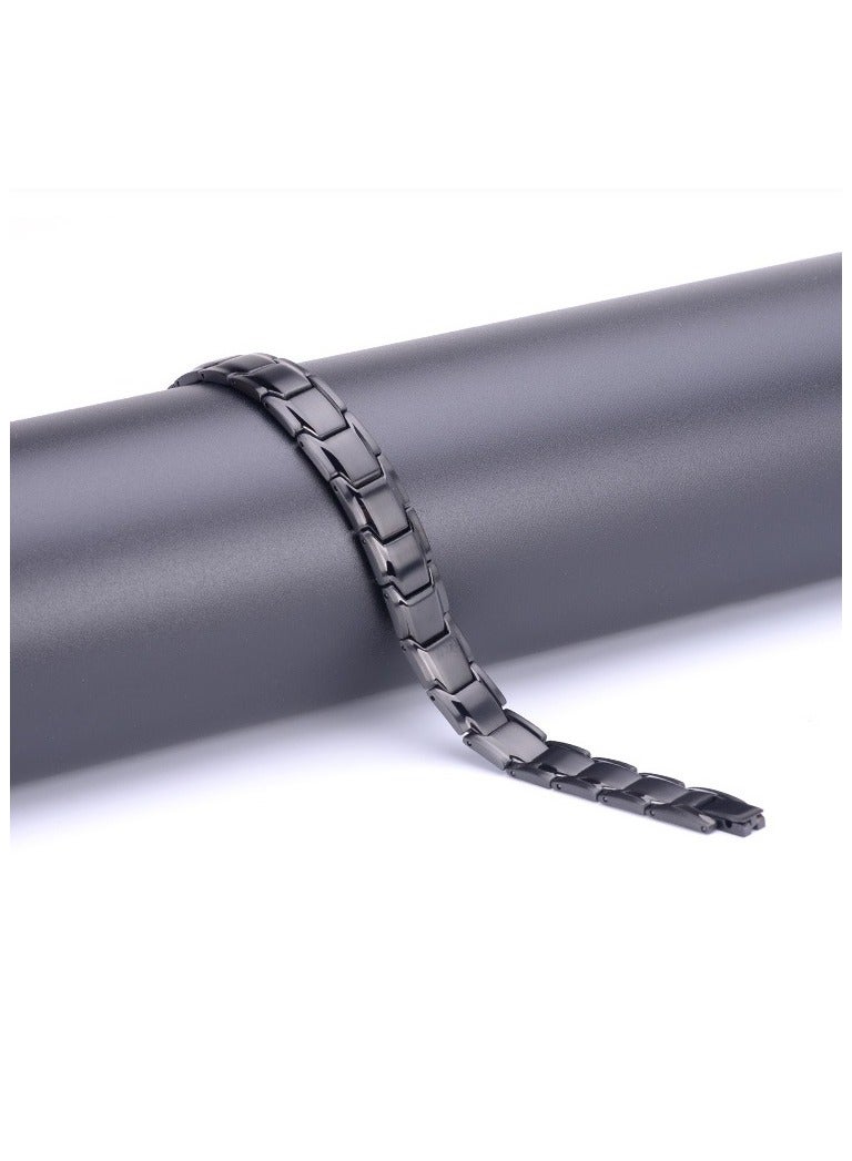 سوار رجالي من الفولاذ المقاوم للصدأ بسلسلة مغناطيسية مع مغناطيس ومجموعة إزالة الروابط المجانية (أسود) - Image 4