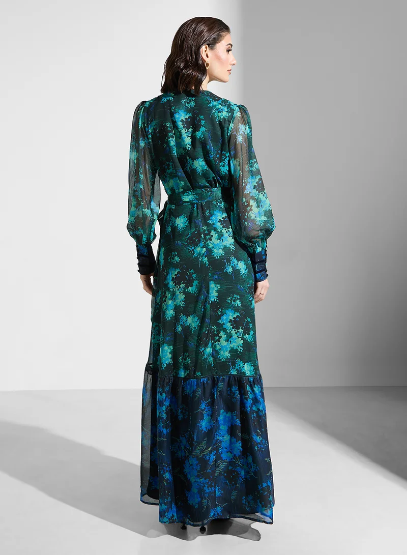 هوب اند ايفي Floral Chiffon Maxi Dress