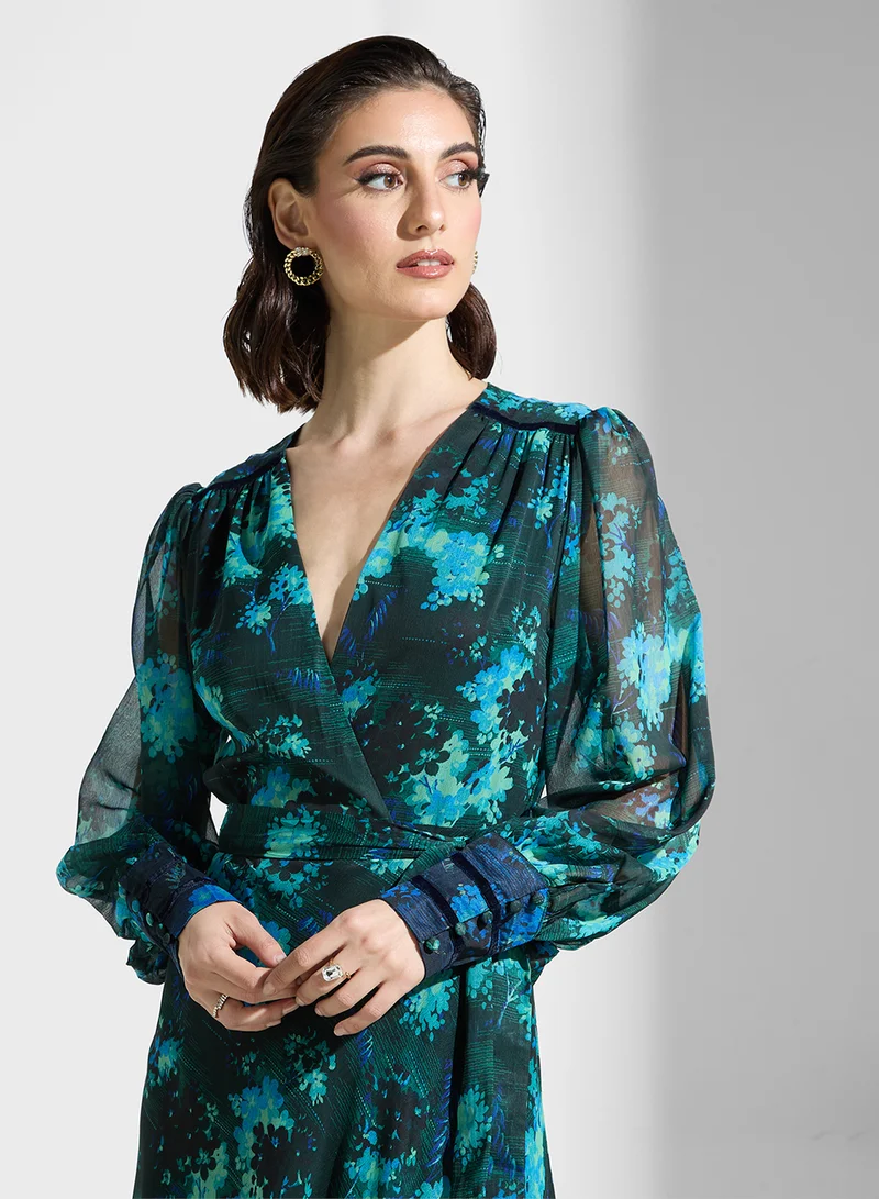 هوب اند ايفي Floral Chiffon Maxi Dress