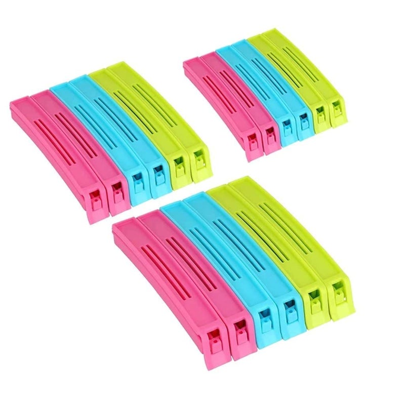 HAPPY BORN 3 Different Size Plastic Food Snack Bag Pouch Clip Sealer Large Medium Small Snack Seal Sealing Bag Clips Vacuum Sealer for Keeping Food Fresh for Home Kitchen Set of 18 MultiColor - Image 2