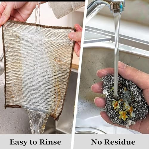 Vivatra Multipurpose Wire Dishwashing Rags for Wet and Dry Stainless Steel Scrubber Non-Scratch Wire Dishcloth for Washing Dishes Sinks Counters Easy Rinsing Machine Washable (Pack of 10) - Image 2