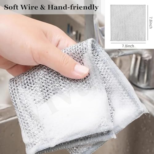 Vivatra Multipurpose Wire Dishwashing Rags for Wet and Dry Stainless Steel Scrubber Non-Scratch Wire Dishcloth for Washing Dishes Sinks Counters Easy Rinsing Machine Washable (Pack of 10) - Image 5