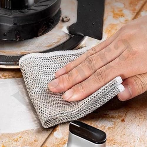 Vivatra Multipurpose Wire Dishwashing Rags for Wet and Dry Stainless Steel Scrubber Non-Scratch Wire Dishcloth for Washing Dishes Sinks Counters Easy Rinsing Machine Washable (Pack of 10) - Image 4