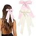 MIKONIKO Bow Hair Clips 2PCS Set for Women and Girls Black White Ribbon Bows for Hair with Long Tail Alligator Clip Beige Pink - Image 2
