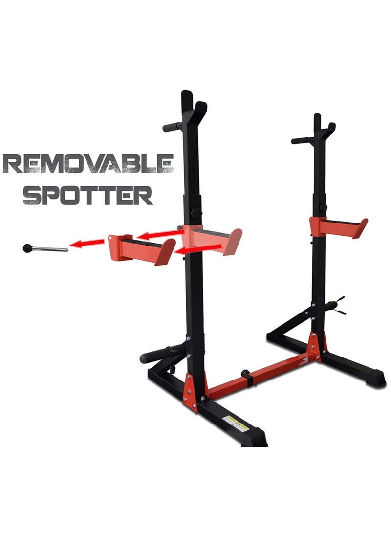 Sky Land - Fitness Squat Rack Heavy Duty Adjustable Steel Barbell Rack Stand For Home Gym GM-8139, Red/Black - Image 1