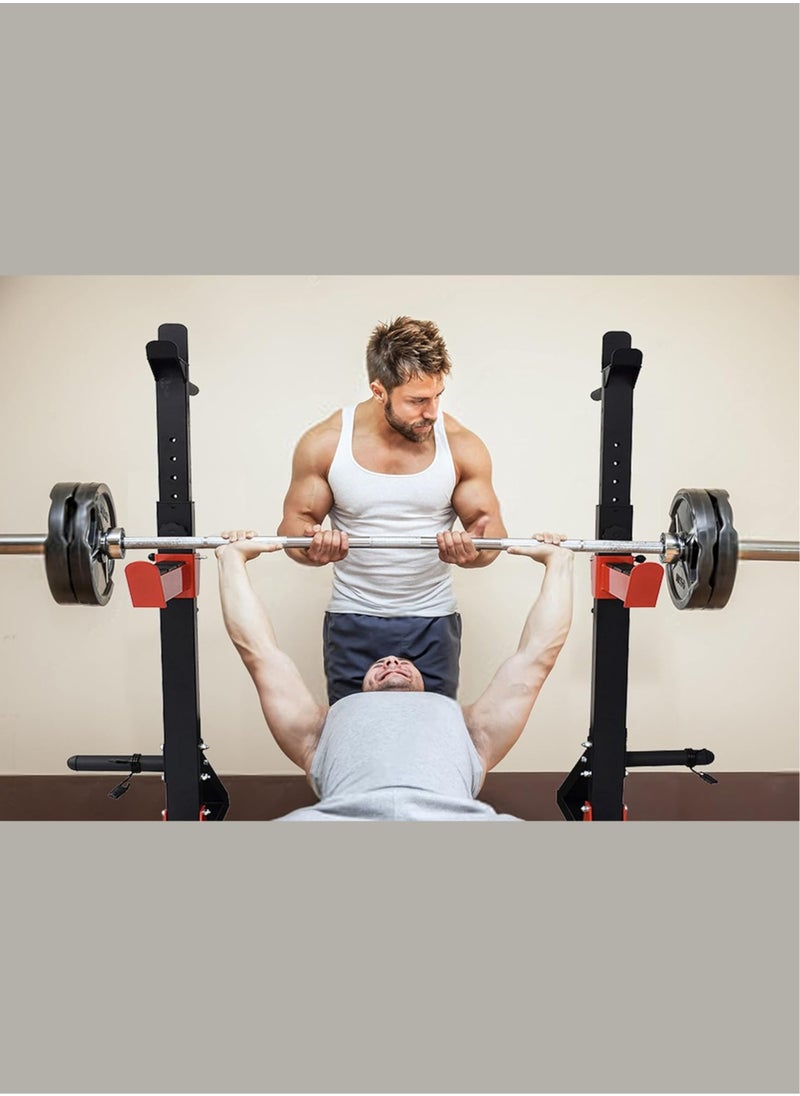 Sky Land - Fitness Squat Rack Heavy Duty Adjustable Steel Barbell Rack Stand For Home Gym GM-8139, Red/Black - Image 1