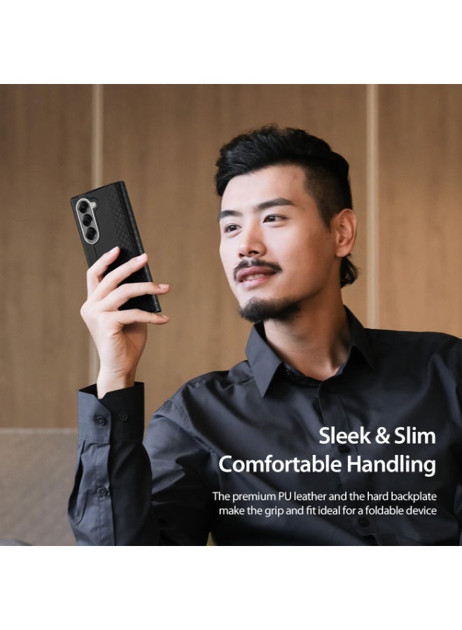 general Cover Compatible with Samsung Galaxy Z Fold 7 5G, PU Leather Case Magnetic Closure Design Flip Stand Cover with Card Slot, Shockproof Protective Wallet Case - Image 4