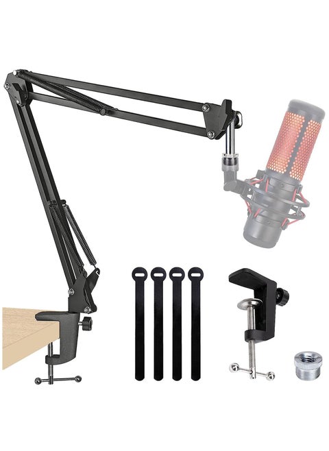 Boom Arm Mic Stand, Adjustable Suspension Boom Scissor Arm Stand for HyperX QuadCast, QuadCast S – RGB USB Condenser Microphone