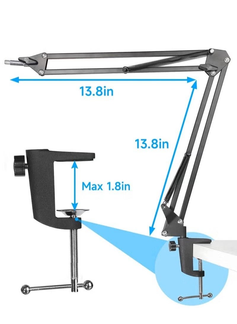 Arabest - Boom Arm Mic Stand, Adjustable Suspension Boom Scissor Arm Stand for HyperX QuadCast, QuadCast S – RGB USB Condenser Microphone - Image 1