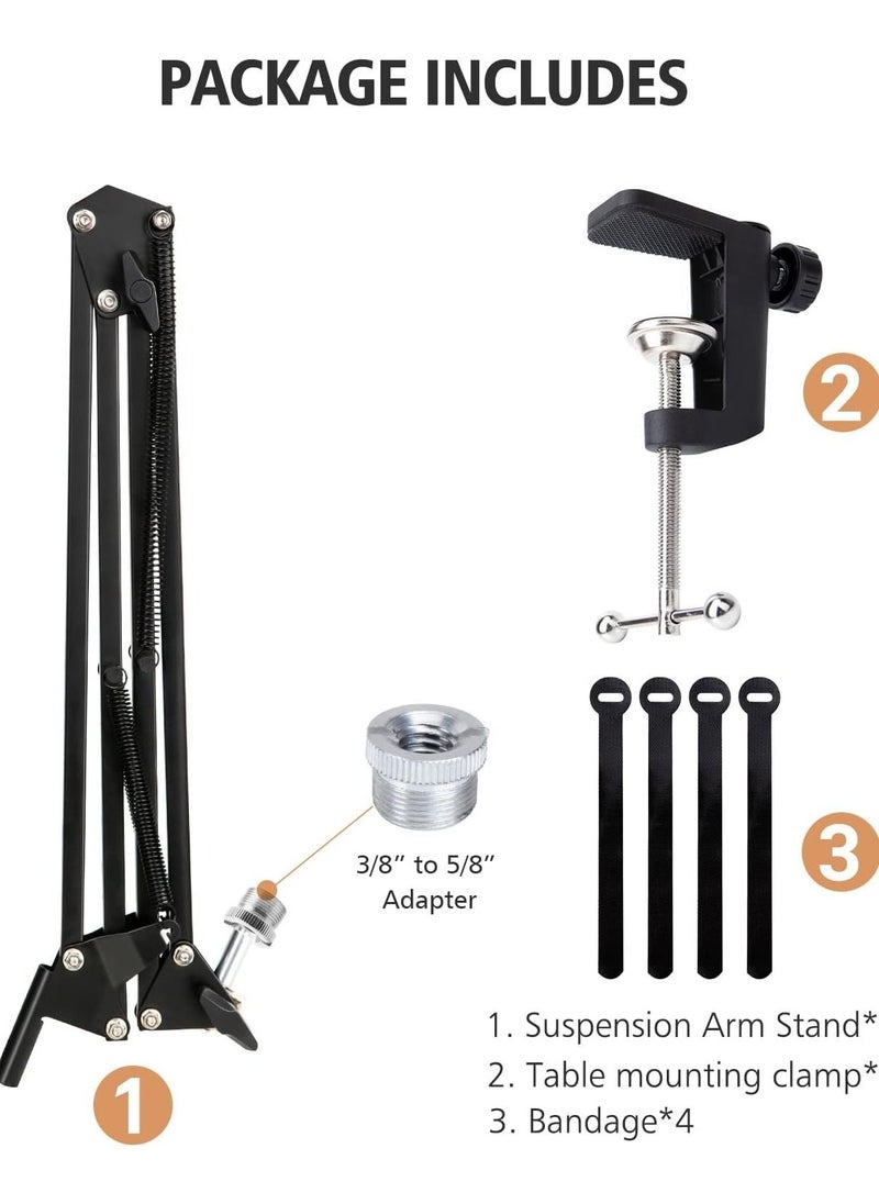Arabest - Boom Arm Mic Stand, Adjustable Suspension Boom Scissor Arm Stand for HyperX QuadCast, QuadCast S – RGB USB Condenser Microphone - Image 1