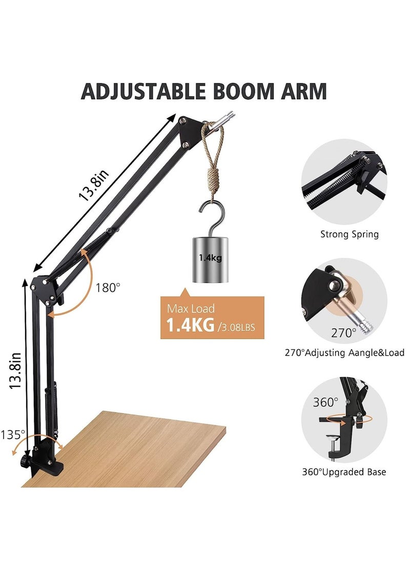 Arabest - Boom Arm Mic Stand, Adjustable Suspension Boom Scissor Arm Stand for HyperX QuadCast, QuadCast S – RGB USB Condenser Microphone - Image 1