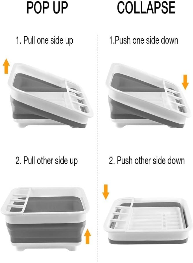 BELLSBERRY Collapsible Dish Drainer Rack Foldable Kitchen Drying Rack Space Saving Dish Organizer 36x31cm - Image 3