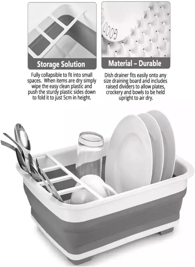 BELLSBERRY Collapsible Dish Drainer Rack Foldable Kitchen Drying Rack Space Saving Dish Organizer 36x31cm - Image 4