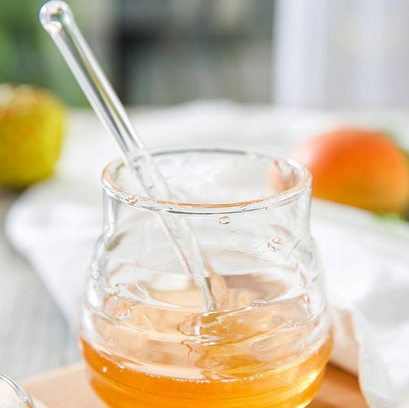VENI.VICI. VENI.VICI. Honey Dispenser, Acrylic Glass Honey Jar with Dipper and Lid Honey Pot Container for Home Kitchen Storing Honey and Syrup, Heat-Resistant (250ml) - Image 3