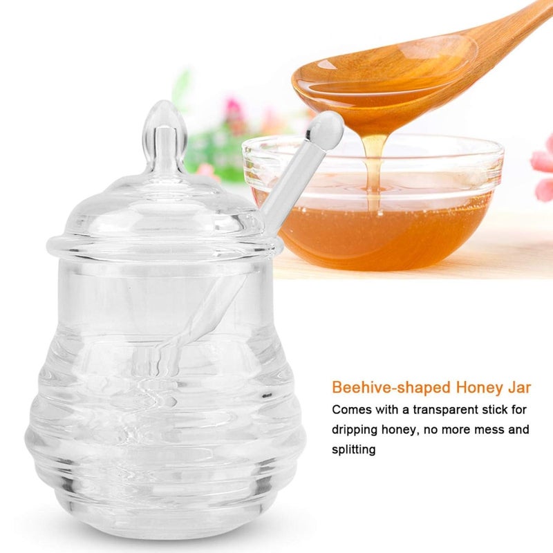 VENI.VICI. VENI.VICI. Honey Dispenser, Acrylic Glass Honey Jar with Dipper and Lid Honey Pot Container for Home Kitchen Storing Honey and Syrup, Heat-Resistant (250ml) - Image 5