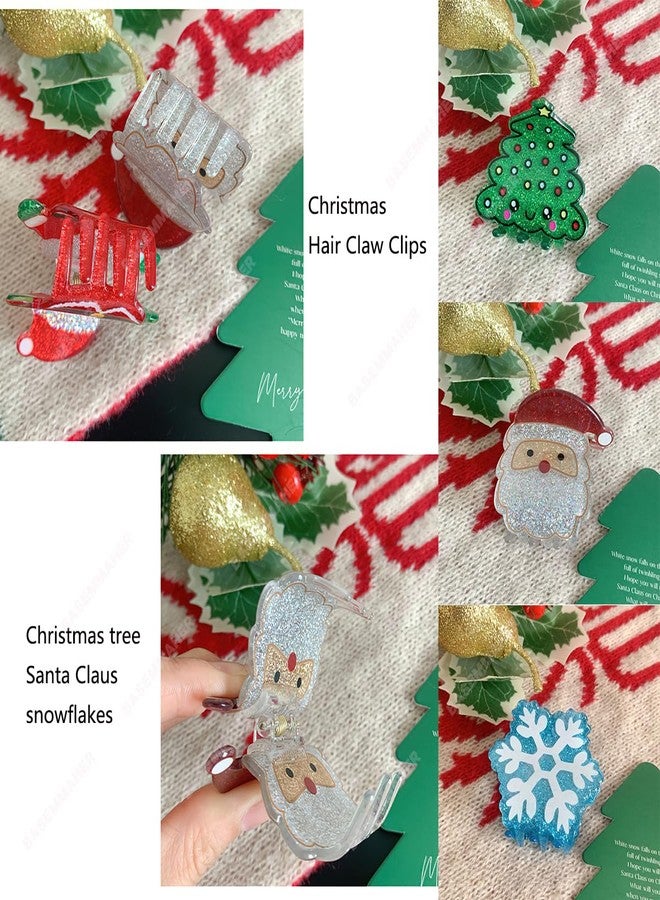 بيسماهير مشابك شعر BASEMMAHER بتصميم ندفة الثلج لعيد الميلاد للنساء، دبابيس شعر على شكل شجرة عيد الميلاد وسانتا كلوز، مشابك شعر بلون السلحفاة، مشابك قوية مانعة للانزلاق، إكسسوارات شعر للفتيات ذوات الشعر الكثيف والخفيف، لحفلات عيد الميلاد، 3 قطع - Image 3