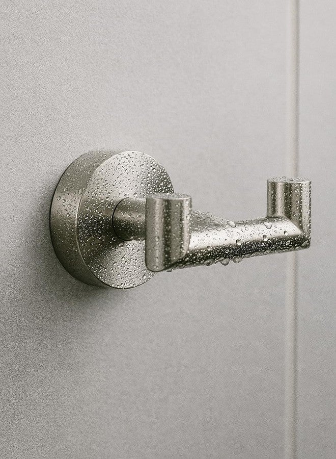 ULVEOL Set of 2 Double Brushed Nickel Towel Holder for Bathrooms - Stainless Steel Cup Hooks for Shower - Towel Holder Shower Hooks for Inside - Stylish Bath Hook - Image 3