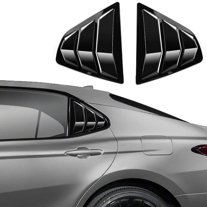 CKE Compatible with Toyota Camry 2024 2023 2022 2021 2020 2019 2018 Accessories Sporty Car Rear Side Window Louvers Air Vent Scoop Shades Cover Trim Blinds Glossy Black Not Fit 2025