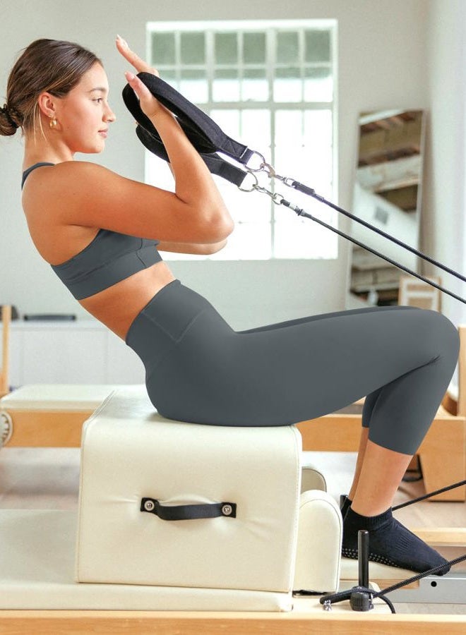 Bluemaple High Waisted Leggings for Women - Tummy Control Pants Non See Through Workout Soft Yoga Pants for Running Plus Size, 18-capri Pants Grey, L-XL - Image 2