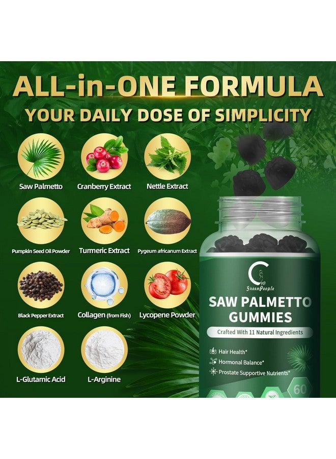 GPGP GreenPeople GPGP GreenPeople Saw Palmetto for Women & Men - Prostate Supplements for Men, Potent Saw Palmetto Extract, DHT Blocker for Womens Hair Growth, Hormonal Balance Gummies, DHT Blocker, 60 Count, 2 Pack - Image 3