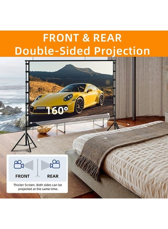 فيدادز شاشة بروجيكتور 80 بوصة مع حامل قابل للتمديد – إصدار سهل التركيب – شاشة محمولة بدقة 4K HD للمنزل والحديقة والتخييم والعروض الداخلية والخارجية - Image 4