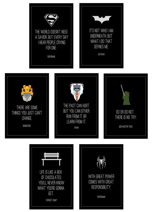 AD INFINITUM Movie Quotes Wall Posters | 300 GSM Paper, 9x13 inches | Set of 7 (9x13 inches) Black - Image 1