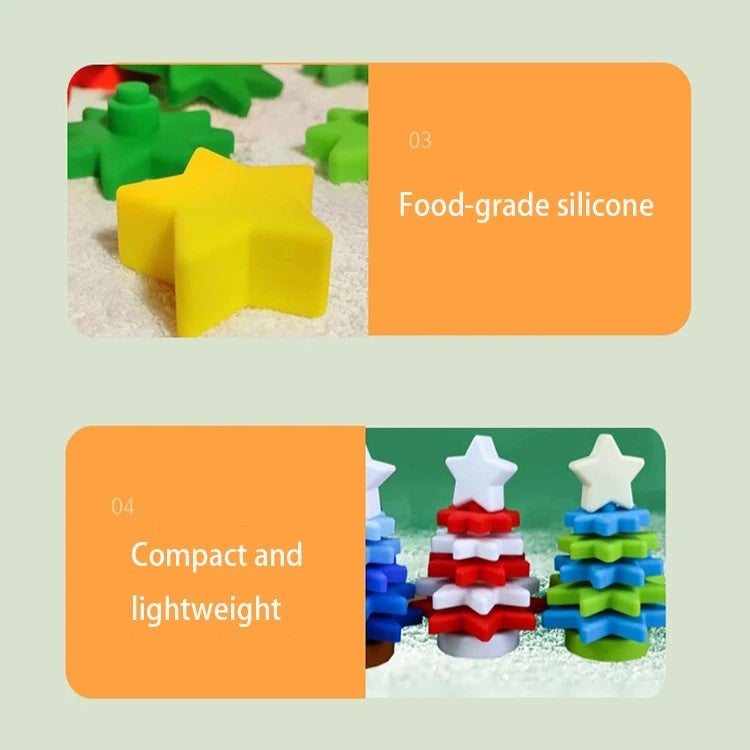 Y&D Innovative Puzzle Design Christmas Tree Stacking Toy - Silicone Baby Building Blocks Set for Early Education & Cognitive Development - Image 5