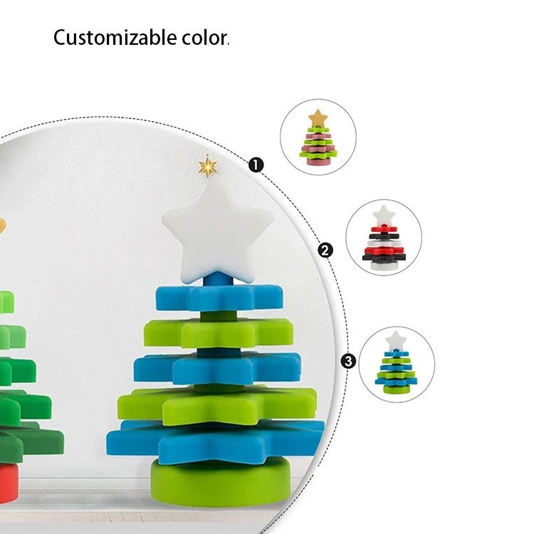 Y&D Innovative Puzzle Design Christmas Tree Stacking Toy - Silicone Baby Building Blocks Set for Early Education & Cognitive Development - Image 3