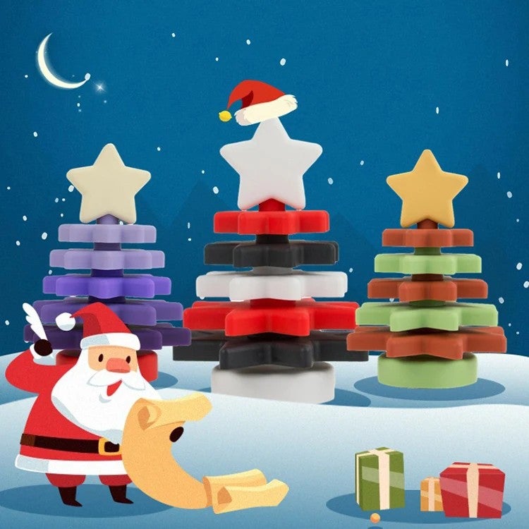 Y&D Innovative Puzzle Design Christmas Tree Stacking Toy - Silicone Baby Building Blocks Set for Early Education & Cognitive Development - Image 2