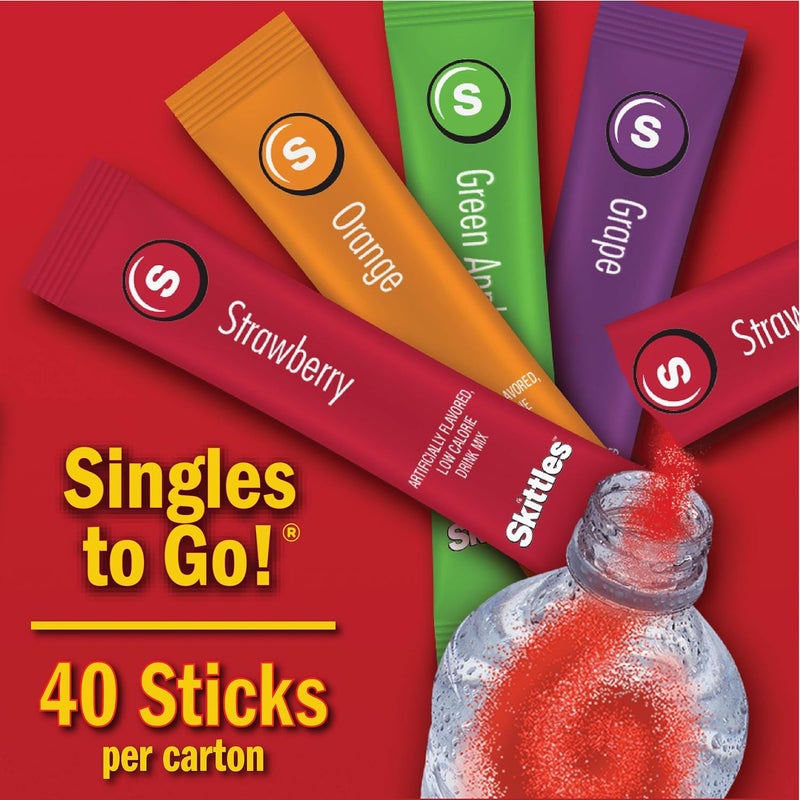 SINGLES TO GO! سكيتلز زيرو سكر منخفض السعرات الحرارية عبوات فردية متنوعة للشرب - 80 عصا بنكهات فواكه - Image 5