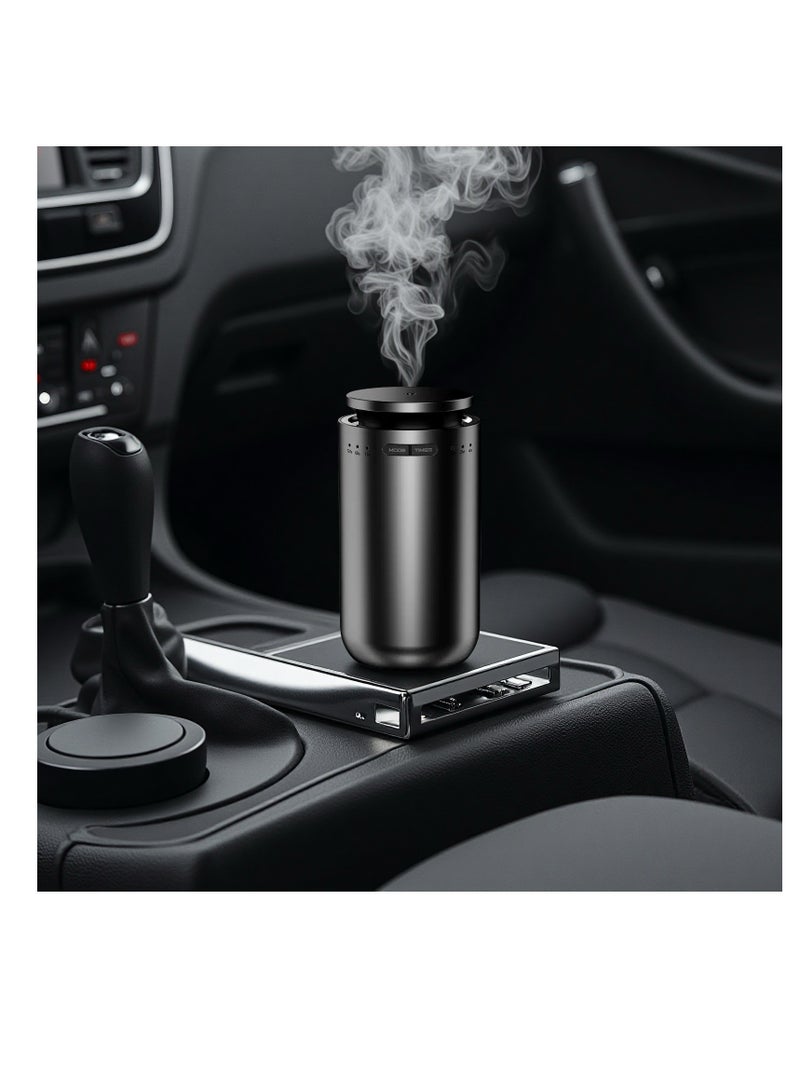 منعش الهواء السيارة الذكية, ناشر رائحة السيارة الذكية, البذرة بالموجات فوق الصوتية, آلة العلاج بالروائح السيارة, ناشر الزيت الأساسي - قابل للشحن, 3 أوضاع قابلة للتعديل, عطر طويل الأمد, سهل التركيب (أسود) - Image 1