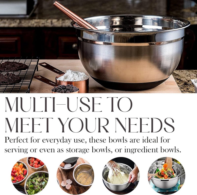 Bellemain Stainless Steel Mixing Bowls with Lids Set  Large Durable Airtight Kitchen Bowls for Food Prep Baking Salad and Storage 4 piece set - Image 4