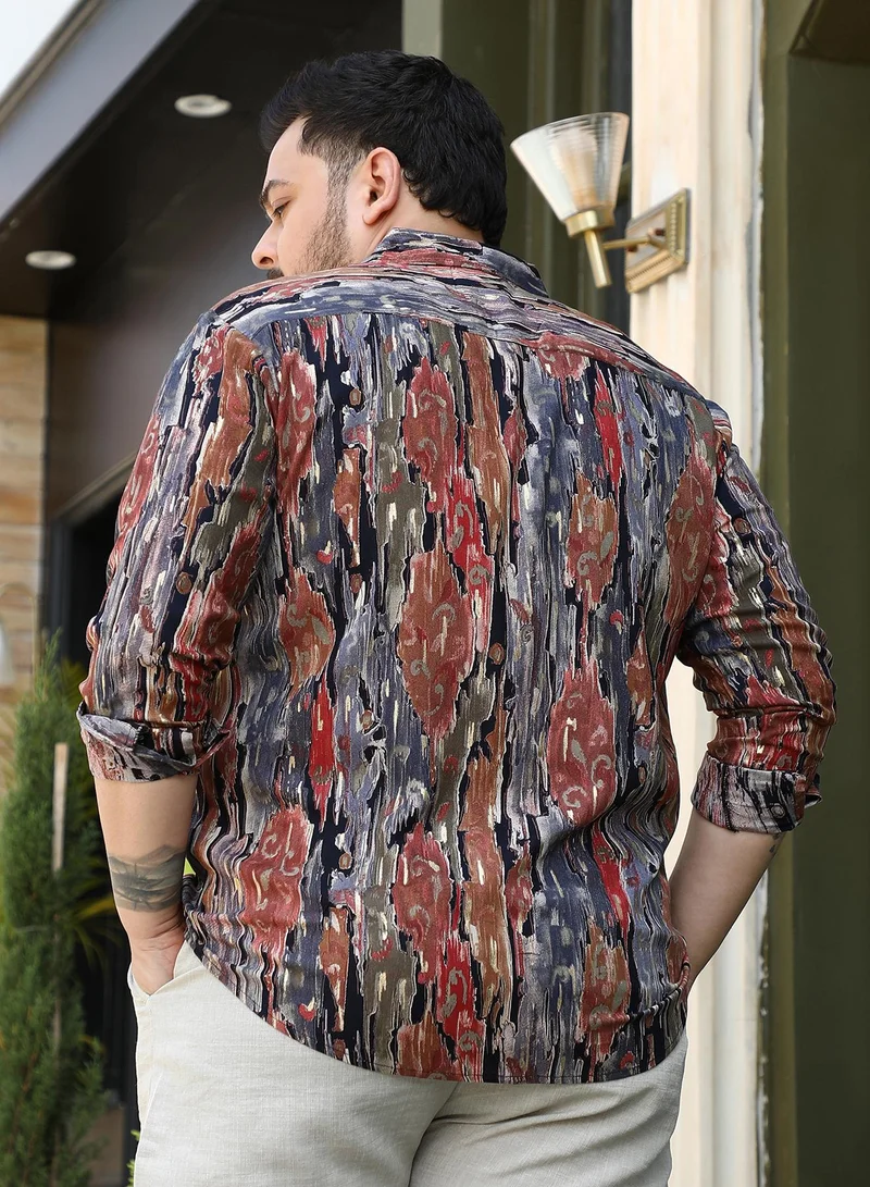 Instafab Plus Instafab Plus Men's Multicolour Nomadic Lozenge Shirt For Casual Wear | Spread Collar | Long Cuffed Sleeves | Button Closure | Plus Size Shirt Crafted With Comfort Fit For Everyday Wear