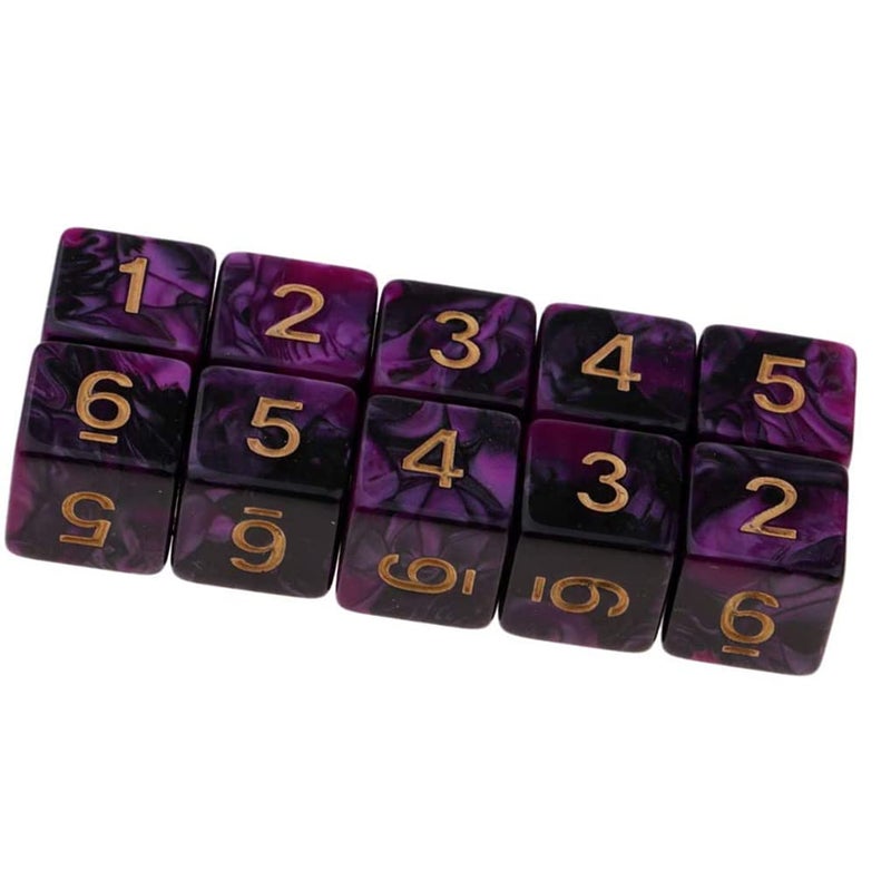 Yiotfandoll 10PCS Polyhedral Dice D6 Acrylic 16mm 6 Sided Double Color Game Dice for RPG MTG DND Table Games Purple Black - Image 3