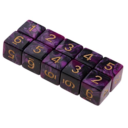 Yiotfandoll 10PCS Polyhedral Dice D6 Acrylic 16mm 6 Sided Double Color Game Dice for RPG MTG DND Table Games Purple Black - Image 5