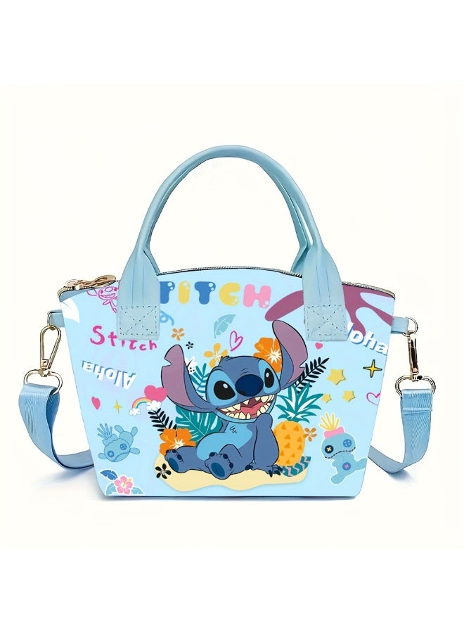 ستيتش حقيبة مستحضرات تجميل كبيرة الحجم ذات سعة كبيرة مصنوعة من الجلد بتصميم كرتوني للأولاد والبنات للخروج والتخزين وحقيبة رسول محمولة مزدوجة الأغراض جديدة 23*18*6